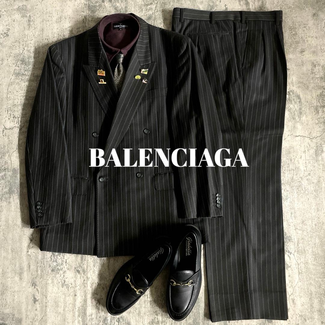 極美品 England製 極上ウール BALENCIAGA ネクタイ スーツXL 極美品 England製 極上ウール BALENCIAGA ネクタイ スーツXL
