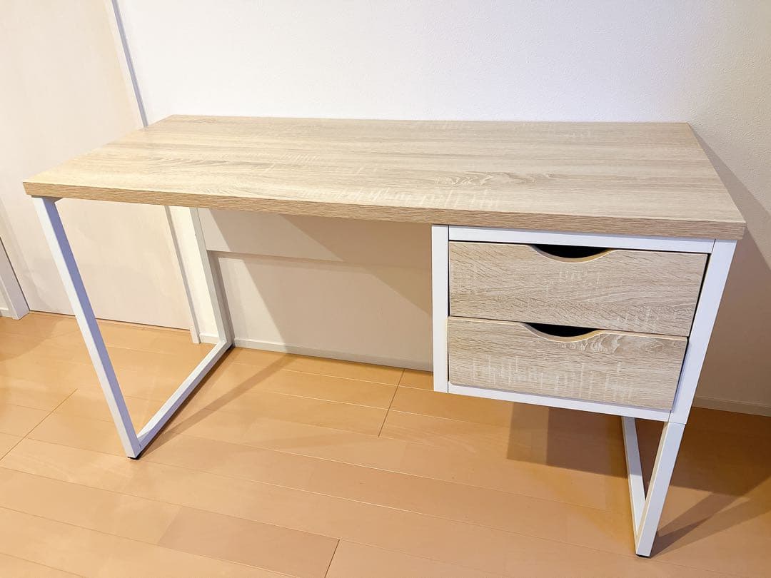 デスク パソコンデスク Norzy ナチュラル 幅120cm 引き出し付き ニトリ（NITORI） 幅120cm デスクワゴンセット(サーヤ) パソコンデスク