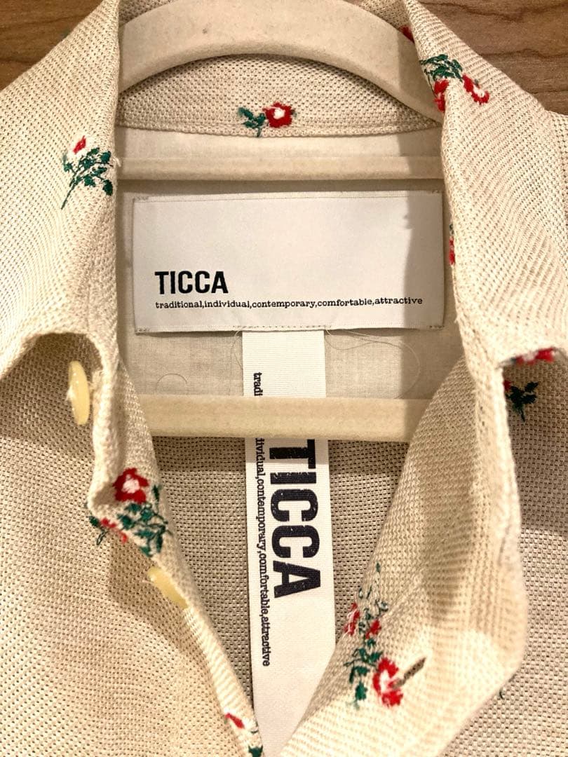 最終値下げ▽ほぼ新品☆TICCA 花 刺繍 シャツブルゾン ベージュ Bshop