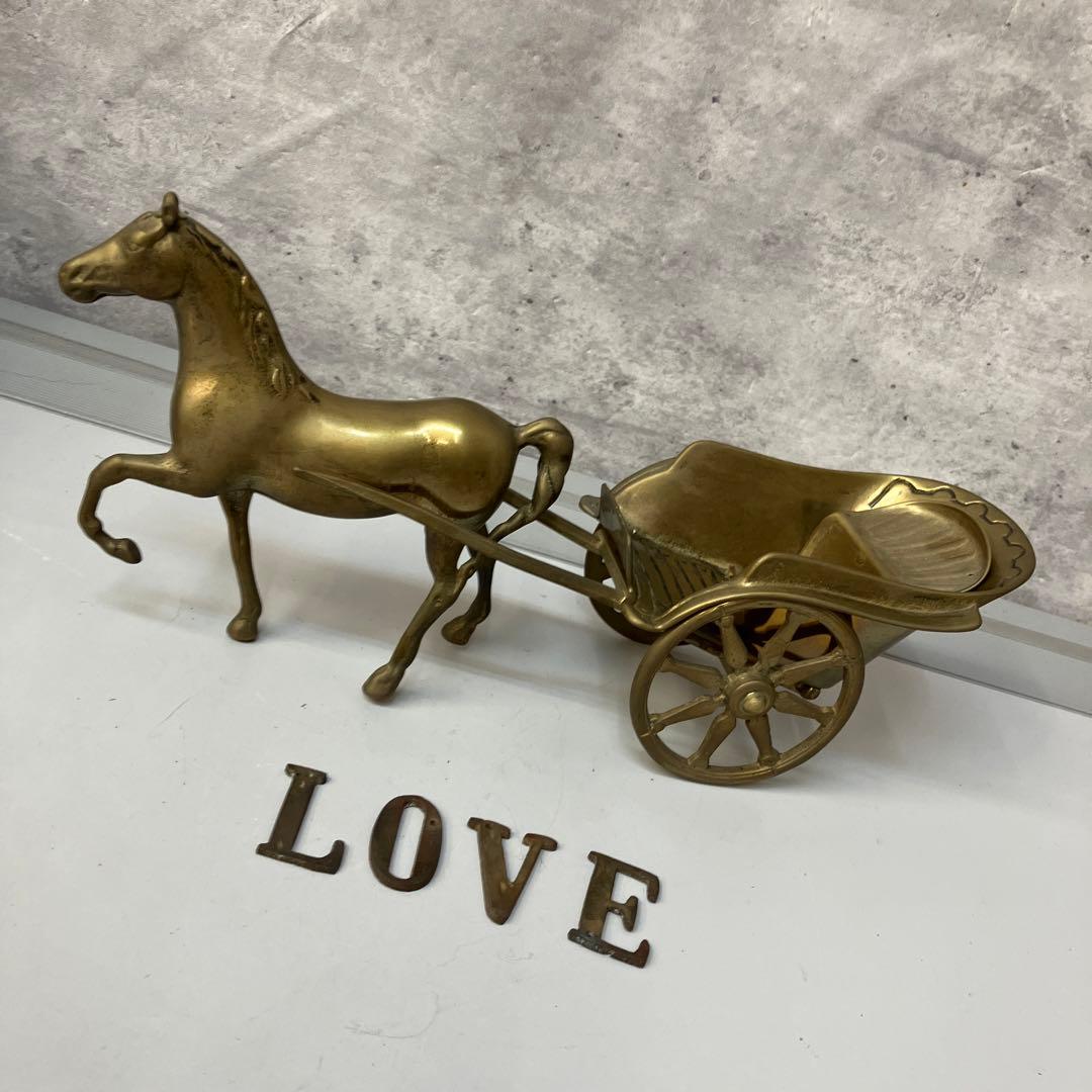 アンティーク 真鍮製 金属加工 馬車 車輪 西洋馬車 置物 オブジェ