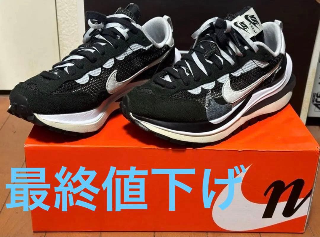 靴 NIKE sacai vaporwaffle black 27cm US9 Nike x Sacai 'VaporWaffle' スニーカー | ブラック | FARFETCH JP