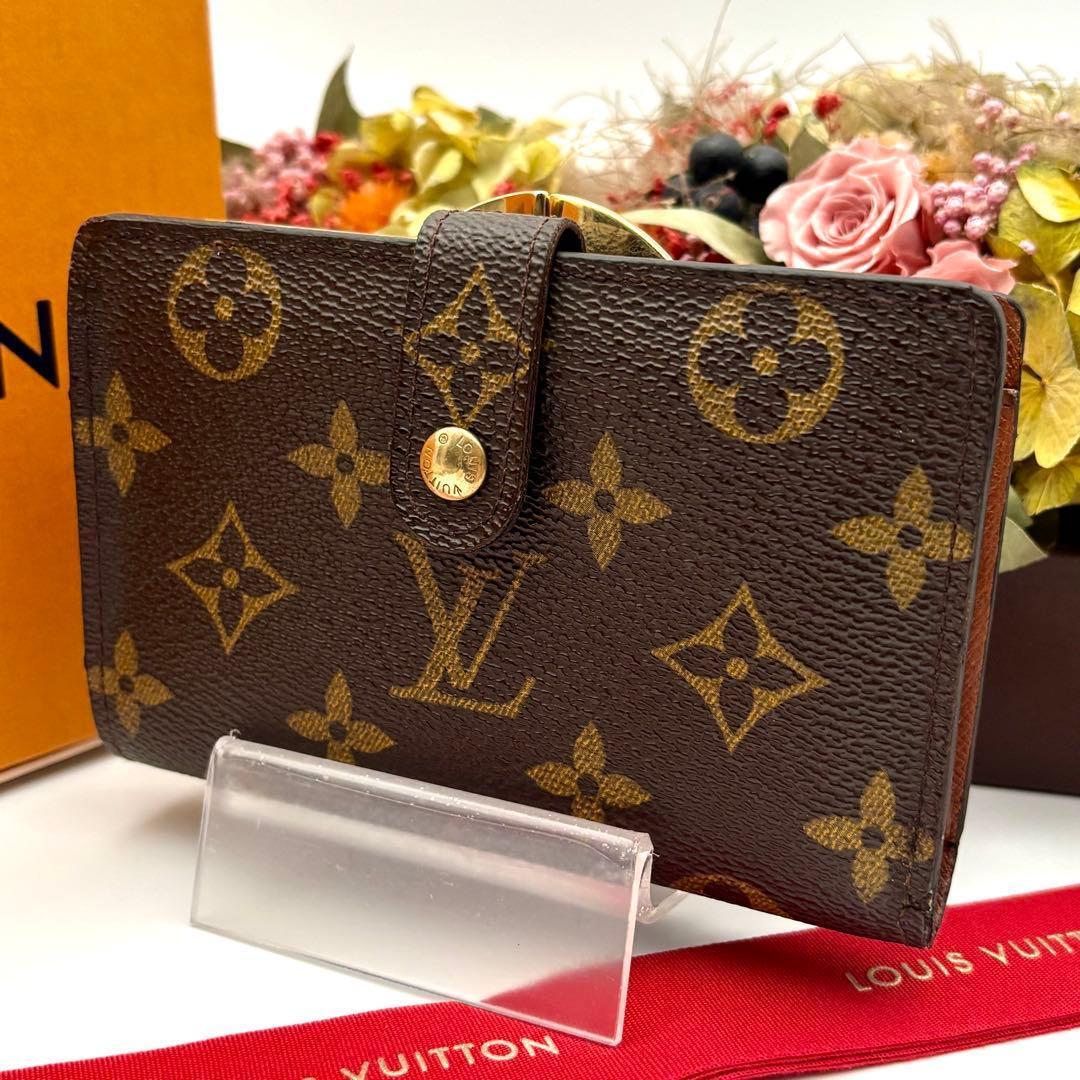 ルイヴィトン 二つ折り財布 モノグラム ヴィエノワ がま口 小型 レディース 新型 超美品 ルイヴィトン ヴィエノワ モノグラム 二つ折り財布 がま口