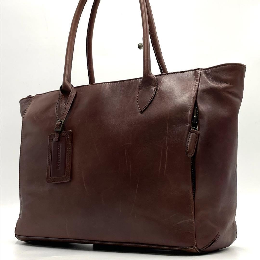 美品●マザーハウス トートバッグ ビジネスバッグ 肩掛け A4 ブラウン レザー Motherhouse マザーハウス メンズ アンティーク キャリア トートバッグ