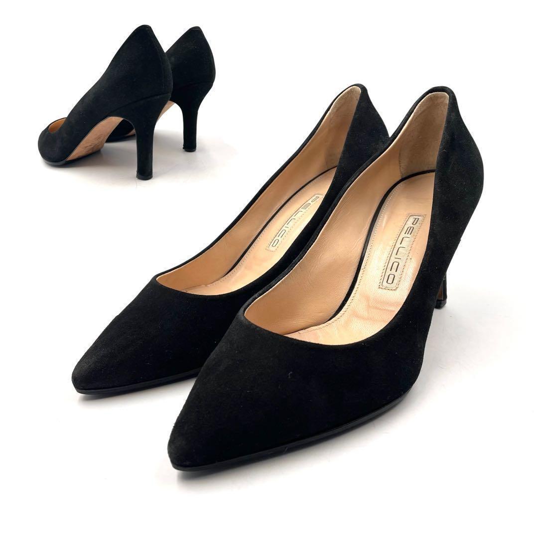 超美品》PELLICO ペリーコ パンプス スウェード スエード 黒系 38