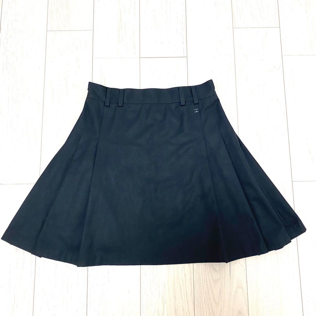 CHANEL シャネル ココマーク フレアスカート シルク コットン 38