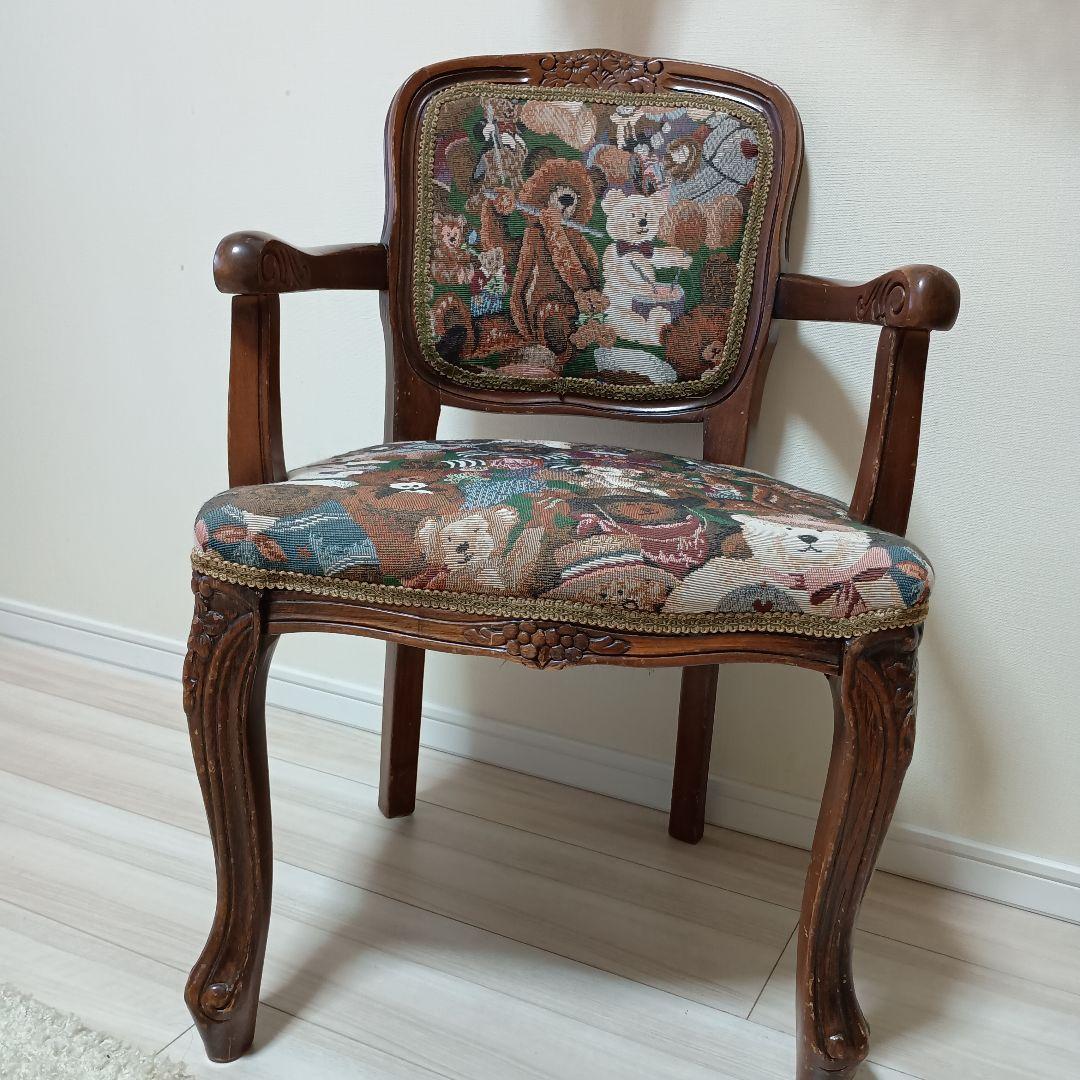 う*こ様 アンティーク テディベア柄 木製椅子 アンティーク風ウィンザーチェア［TON曲げ木ダイニングチェア］ 通販