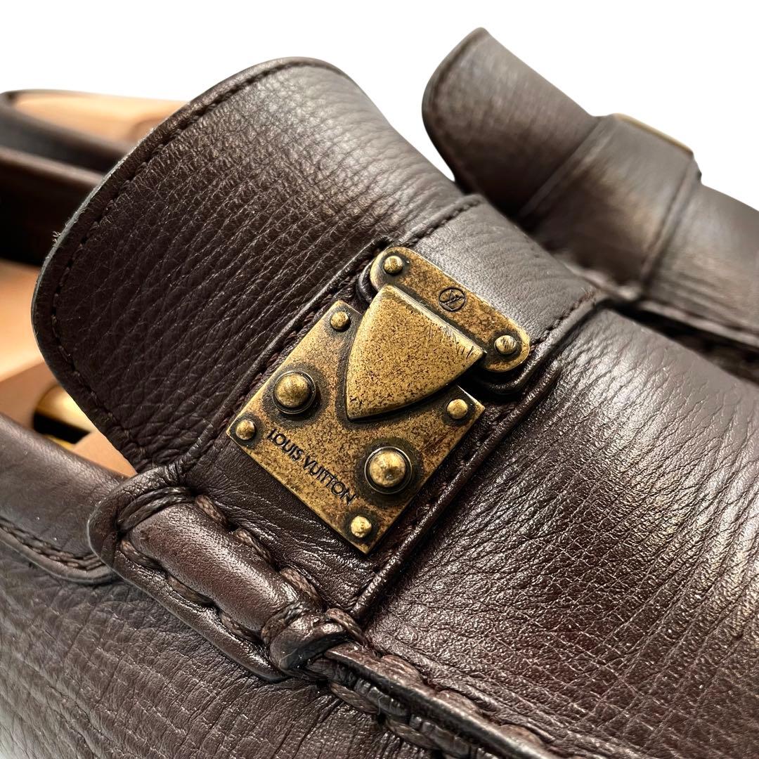 《超美品》ルイヴィトン スリッポン ドライビングシューズ レザー 茶 8 1/2