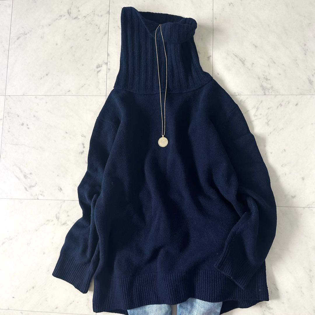 美品♪ドゥーズィエムクラス JADE タートルネックニットカシミヤ混 ネイビー Deuxieme Classe（ドゥーズィエムクラス）の「*JADE タートルネック