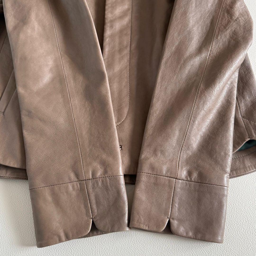 美品 パラスパレス ラムレザー イタリア ノーカラー ジャケット 3