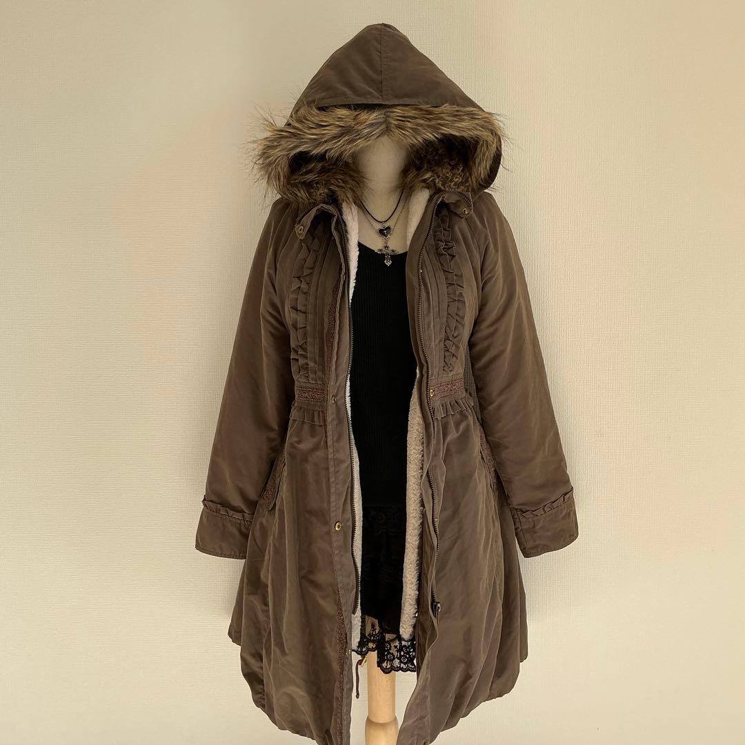 00s fairygrunge 森ガール 姫ロリ アクシーズ 2WAモッズコート axes femme（アクシーズ ファム） モッズコート コート 編上×フリル