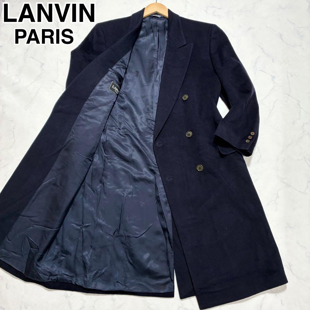 着丈110cm✨LANVIN ダブル チェスターコート ロング ネイビー XL 着丈110cm✨LANVIN ダブル チェスターコート ロング ネイビー XL