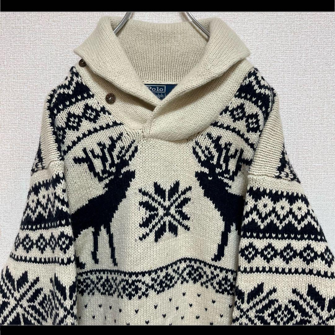 ポロ ラルフローレン ニット ノルディック ショールカラー アンゴラ,カシミヤ混 ラルフローレン ノルディックセーター ニット カシミヤ アンゴラ