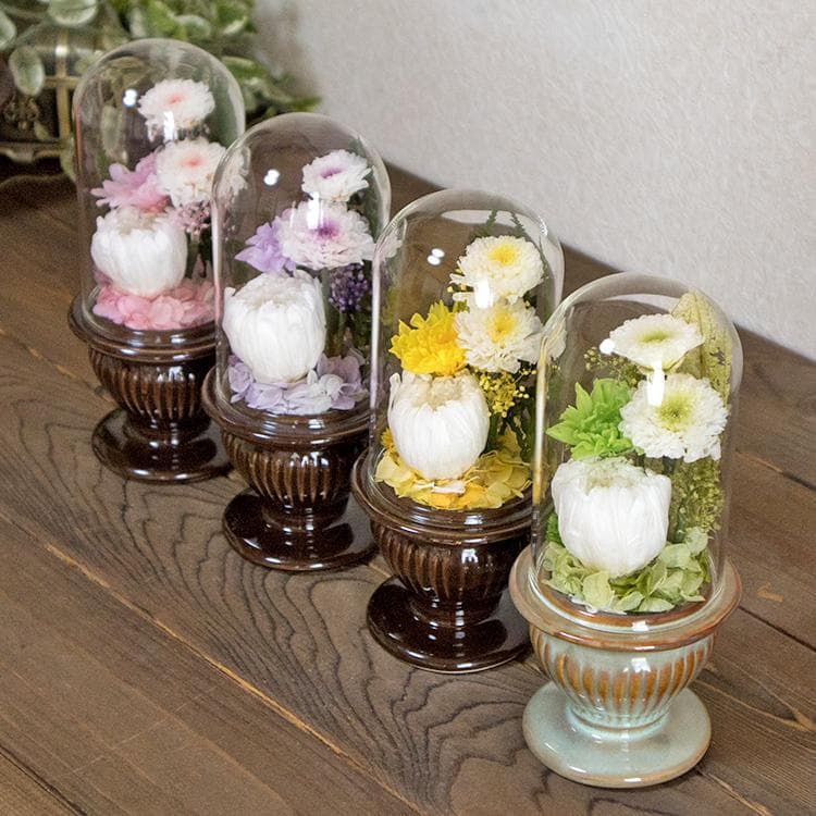 仏花 ドーム型一対（2個セット） 菊をベースにして ホワイト・グリーン