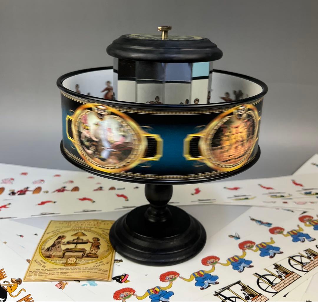 プラキシノスコープ】回転覗き絵 オルゴール付き レトロアンティーク