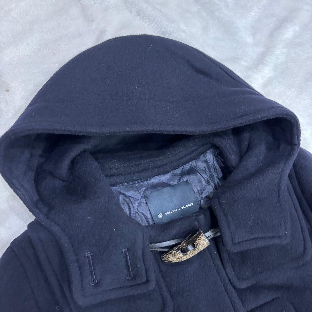 ボーダーズアットバルコニー ダッフルコート カシミヤ混 ネイビー