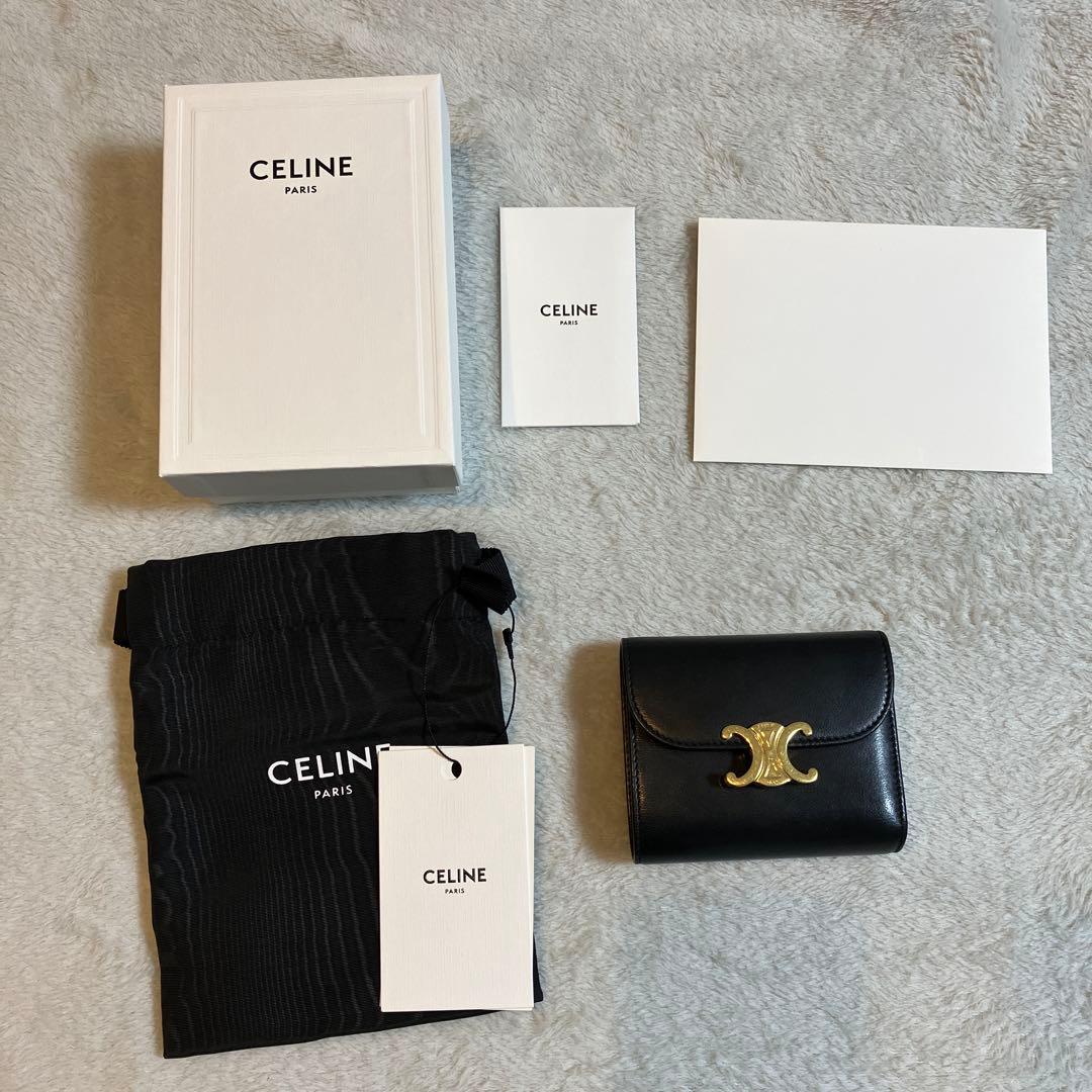 CELINE トリオンフ　三つ折り財布　ブラック 楽天市場】CELINE セリーヌ コンパクトウォレット トリオンフ 三つ折り