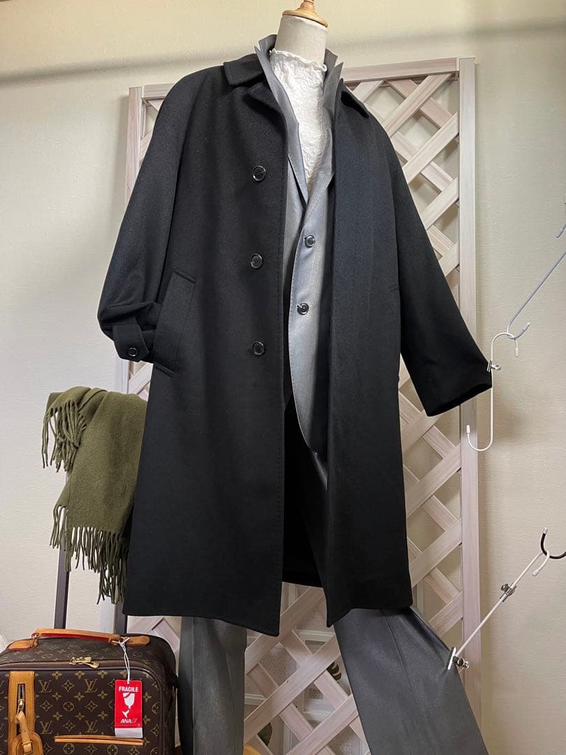 かえ’s メンズ⭐︎ L ⭐︎ 新古　極上のカシミヤ100% ⭐︎ 黒　ロング 8216-5.jpg