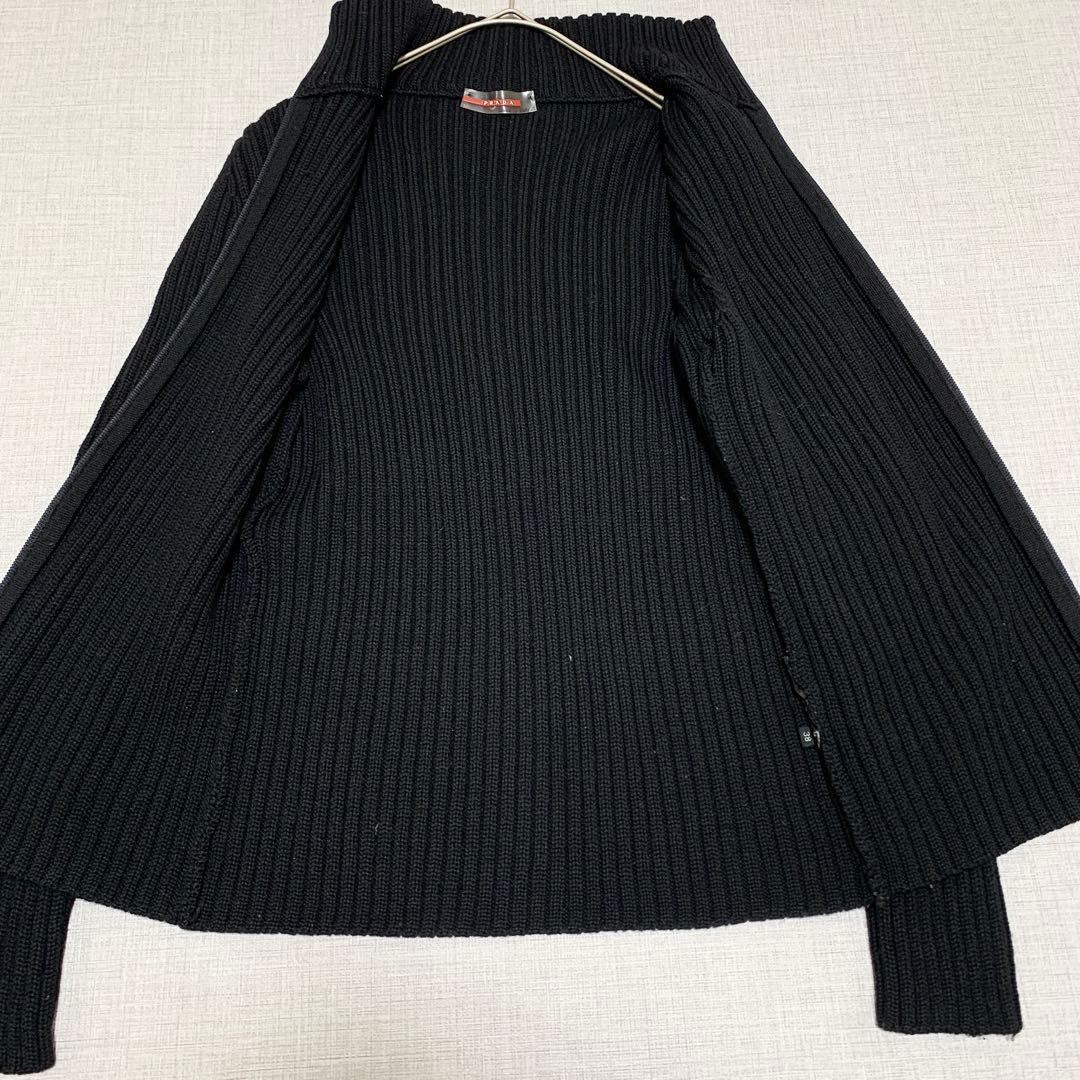 PRADA SPORT プラダ ジップアップニットカーディガン ブラック 38