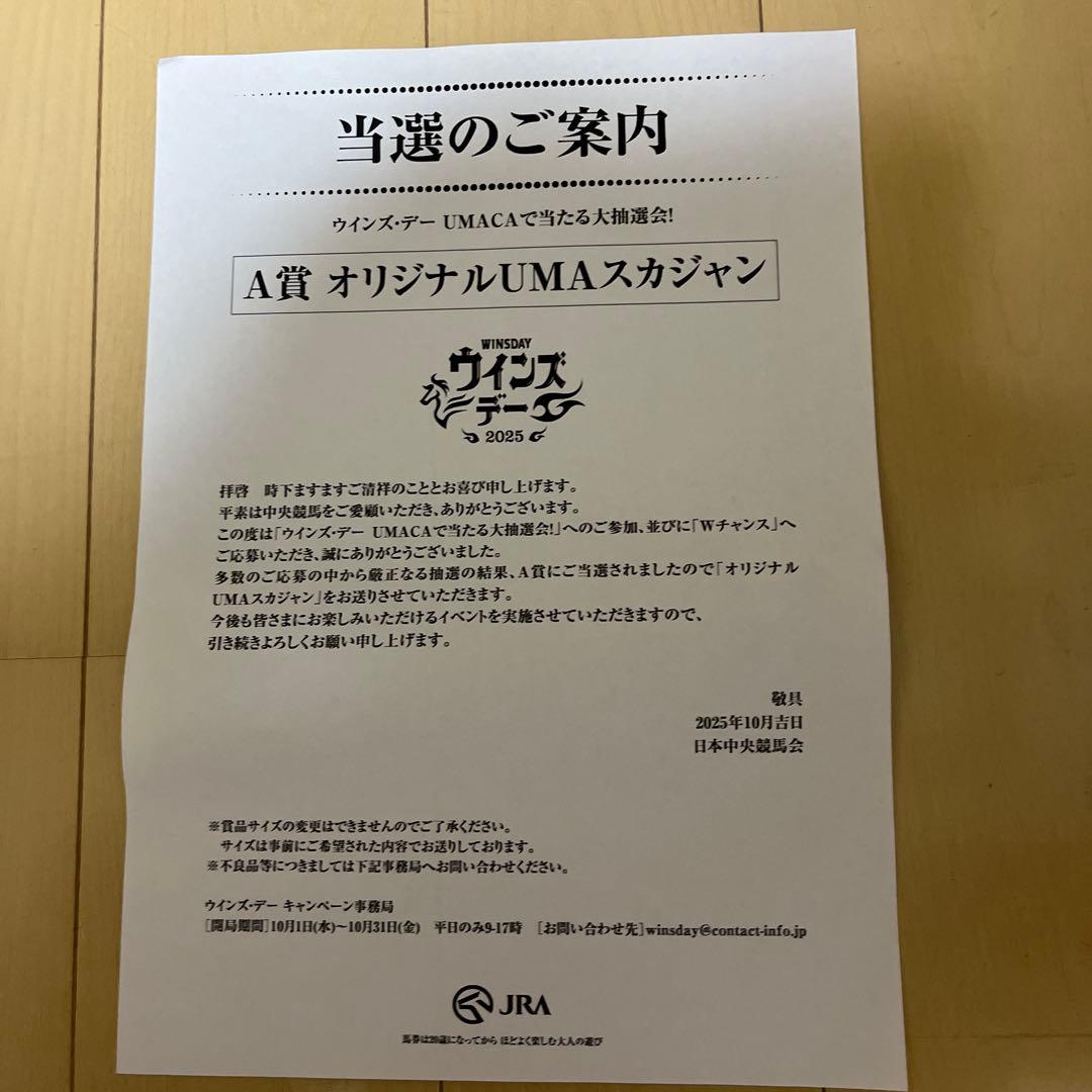 JRA 2025 ウインズ・デー オリジナルUMAスカジャン Lサイズ - メルカリ
