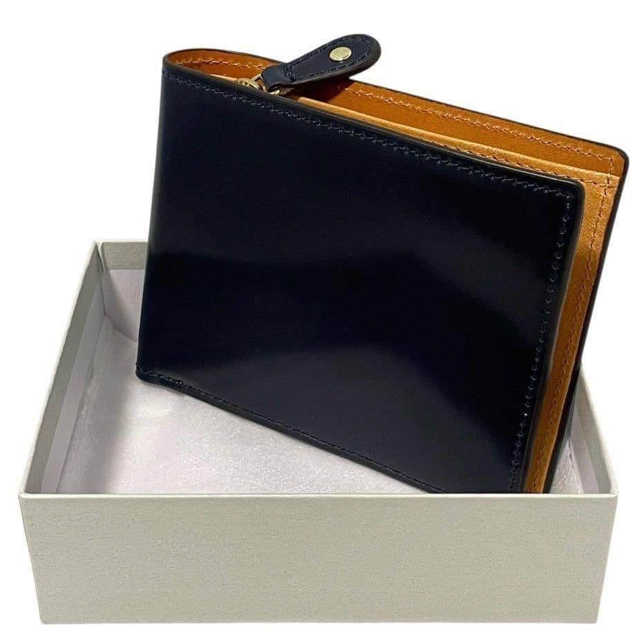 新品】ROCADO ロカド シェルコードバン 二つ折り財布 馬革 ネイビー