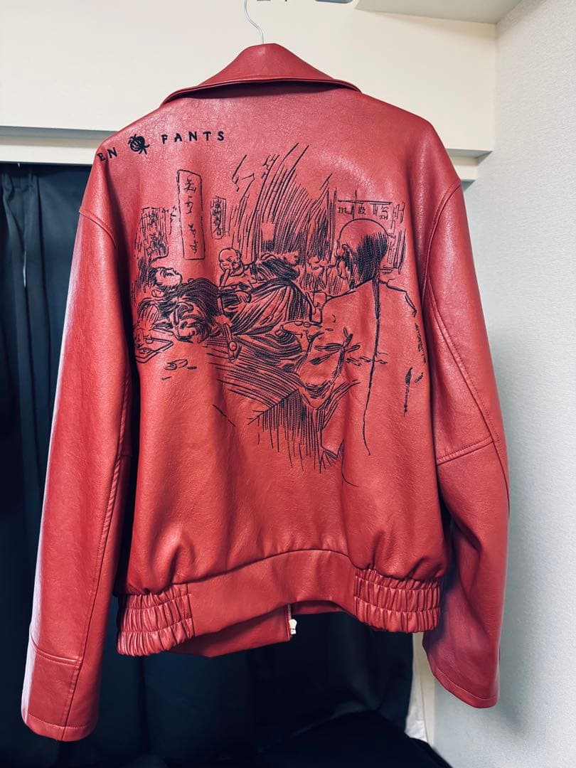 ERD 23FW オピウム刺繍レザージャケット 赤 FW23 Opium Den Frank Leather Jacket Red – Backyardarchive