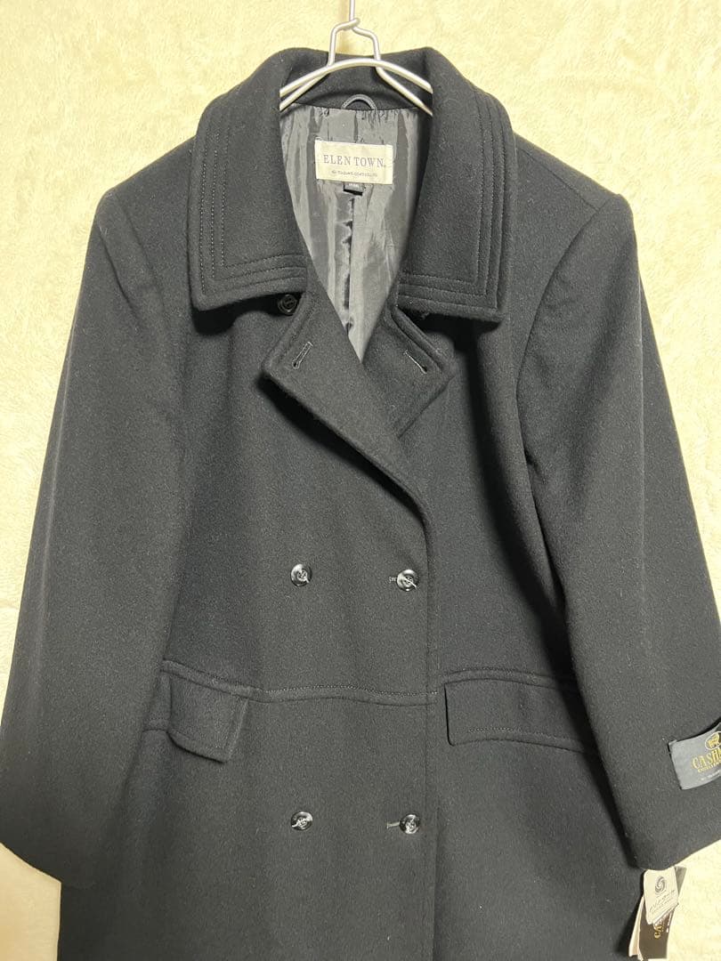 《新品》ELEN TOWN 17号　カシミア　ミドル丈　コート　大きいサイズ　黒