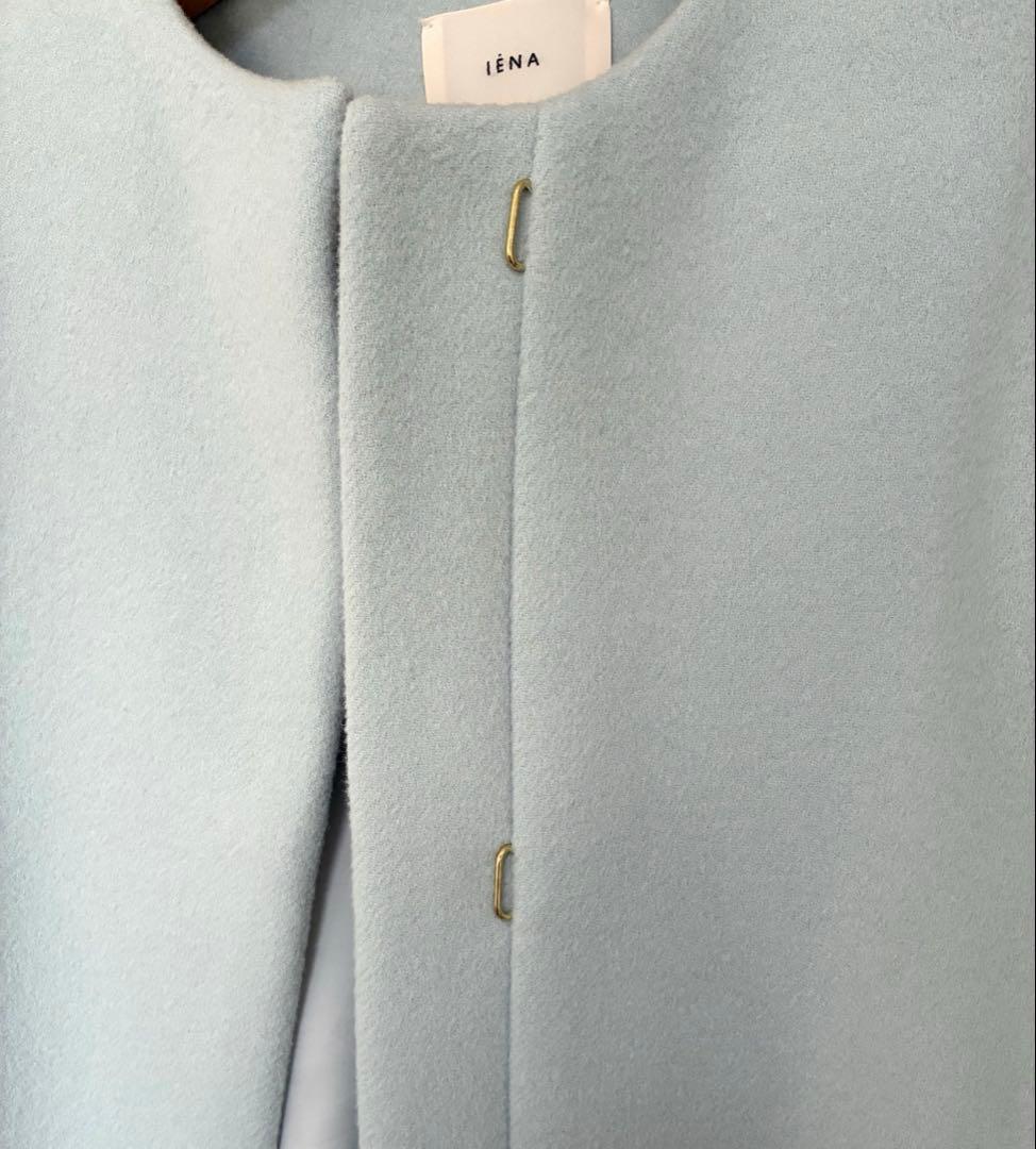 美品 イエナ24aw シャルムビーバーAラインコート サックスブルー 38
