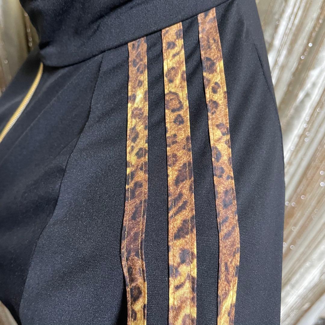 adidas 豹柄3本ライン トラックジャケット ロゴ金刺繍 フェアリー