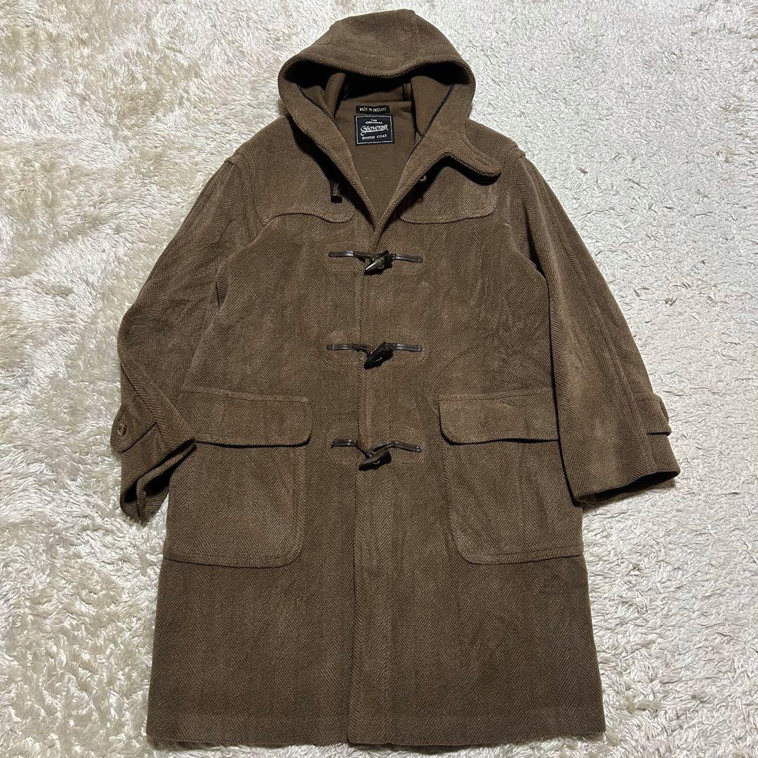 グローバーオール キングストン ヘリンボーン ダッフルコート 茶系 XL相当 英国製 グローバーオール ヘリンボーン ダッフルコート キングストン