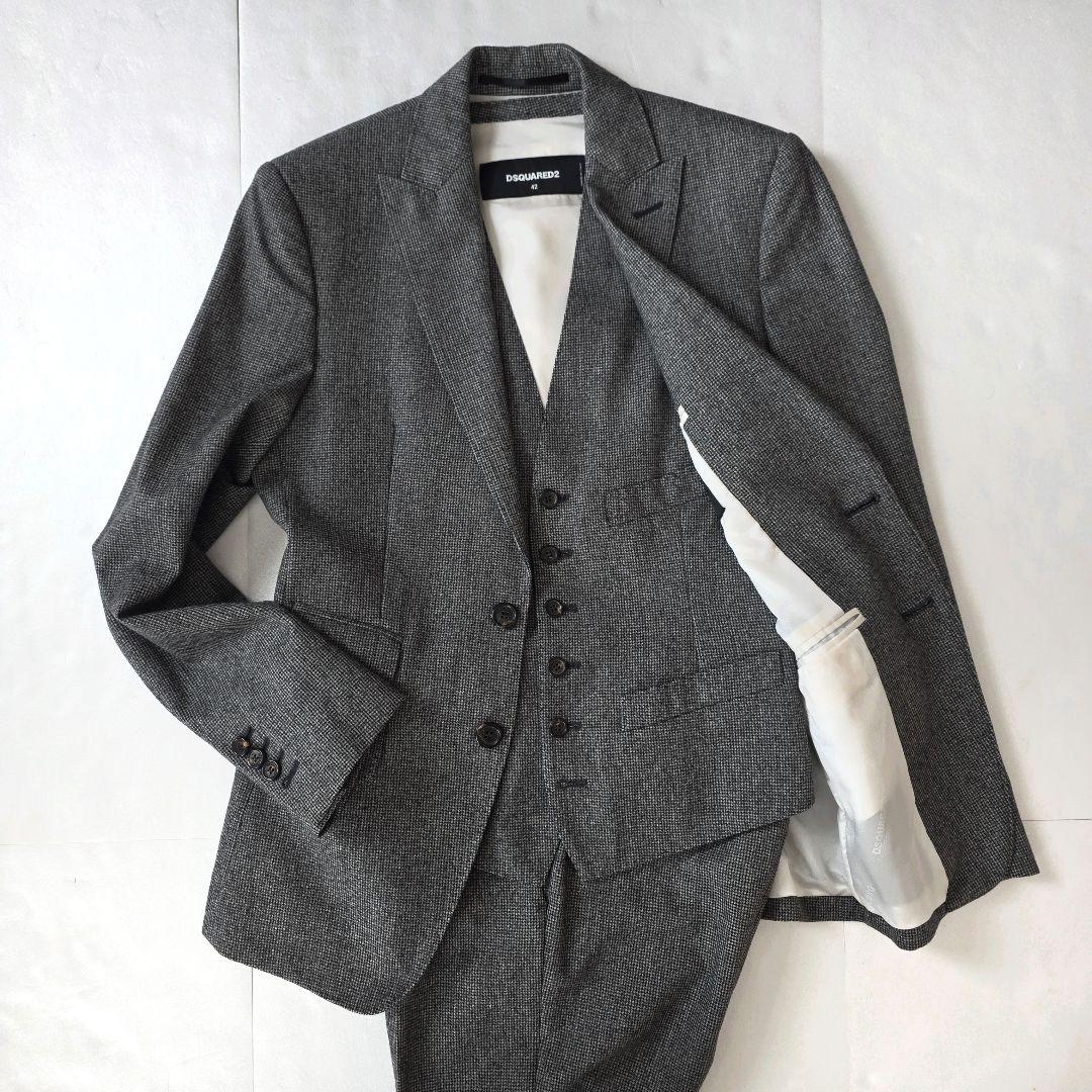 DSQUARED2 ディースクエアード スリーピース 千鳥格子 42 グレー ディースクエアード (DSQUARED2)メンズ/スーツ＆ジャケットの通販