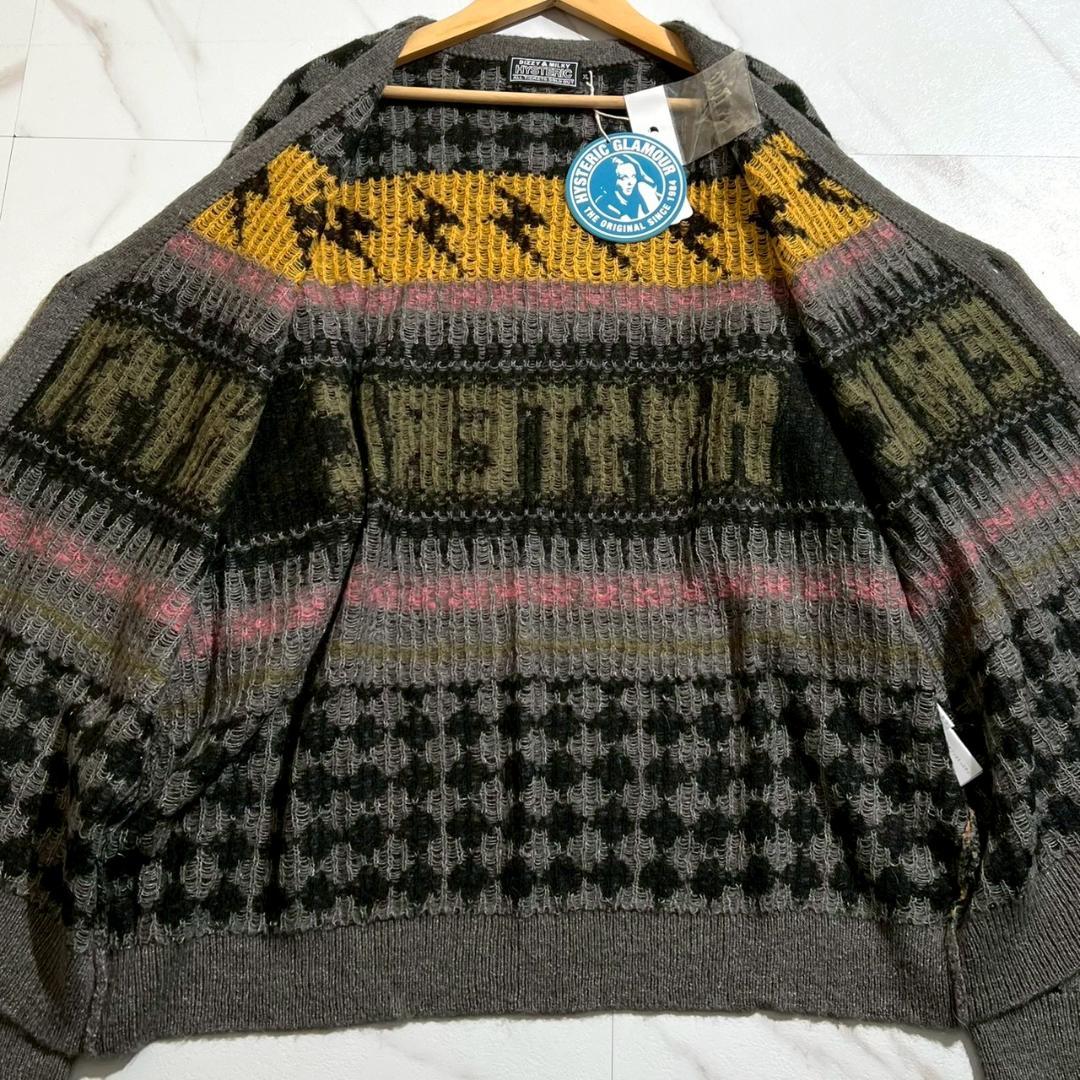 25aw 未使用 ヒステリックグラマー サンダー柄 モヘア カーディガン XL