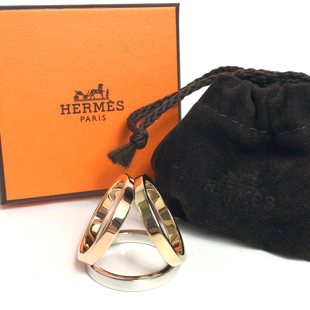 ほぼ未使用】HERMES エルメス スカーフリング トリオ トリコロール 3色