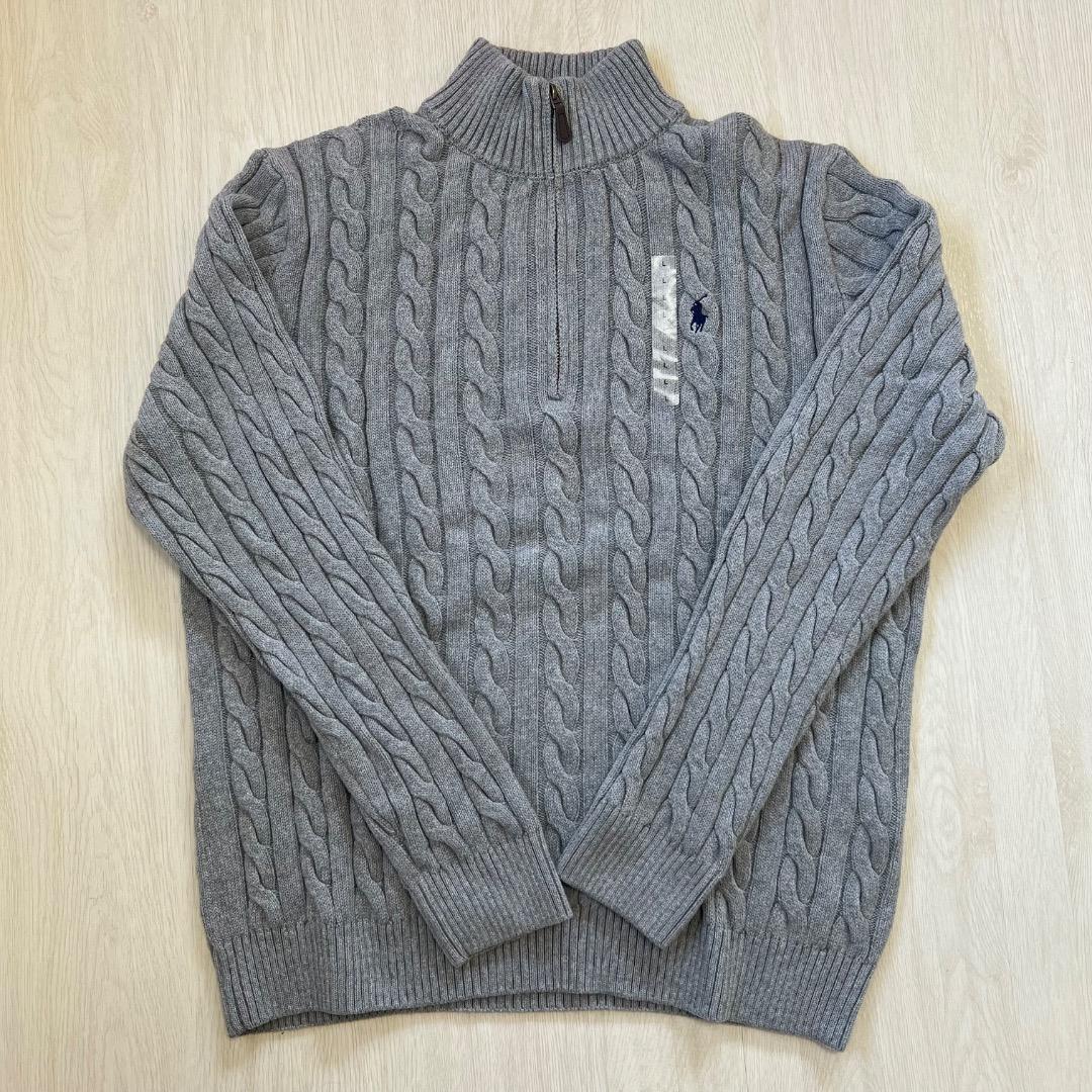 新品 正規品 ラルフローレン ケーブルニット セーター グレー L QRタグ付き 新品 正規品 ラルフローレン ケーブルニット セーター グレー L QRタグ