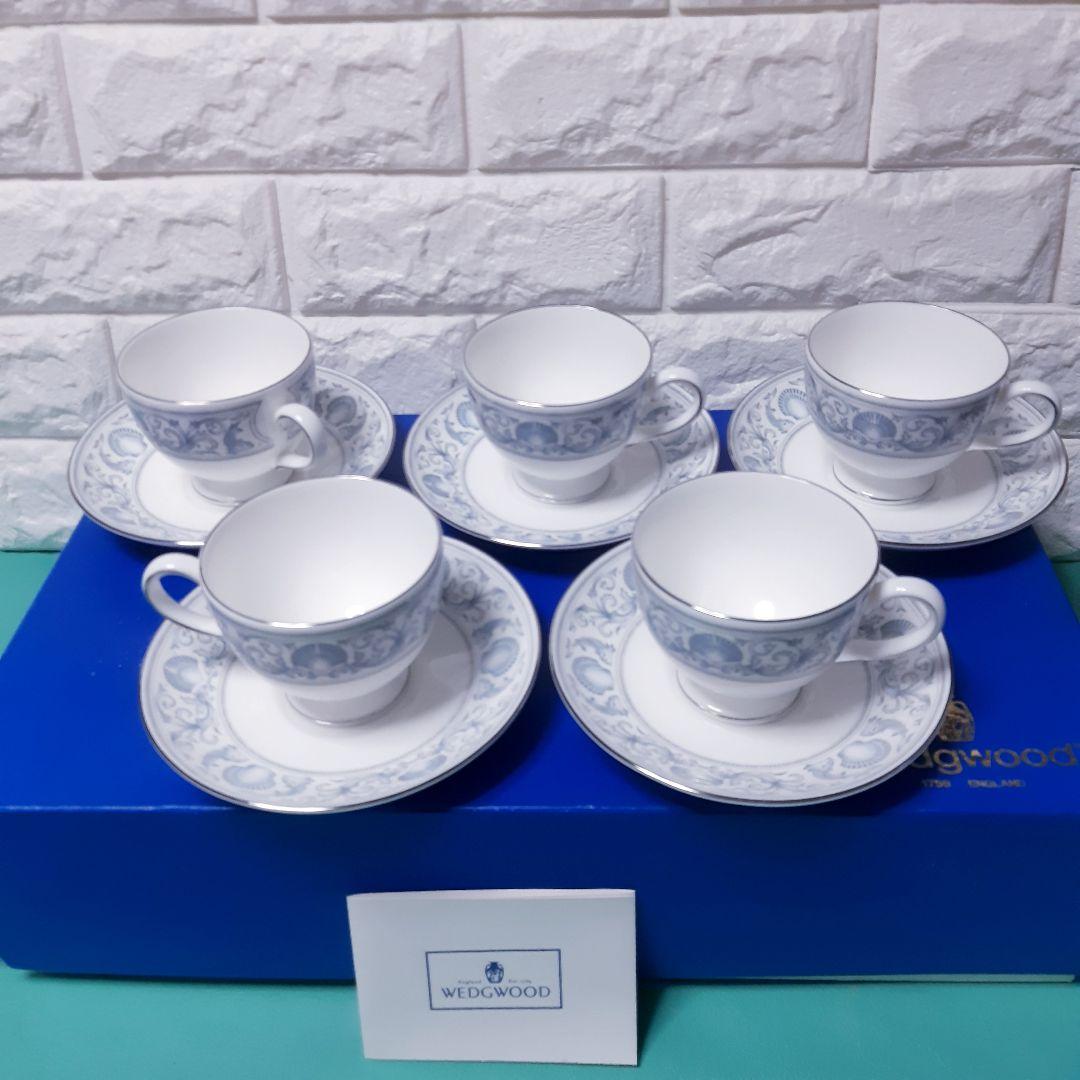 ☆ウェッジウッド☆ドルフィンホワイト☆カップ&ソーサー☆未使用☆5客
