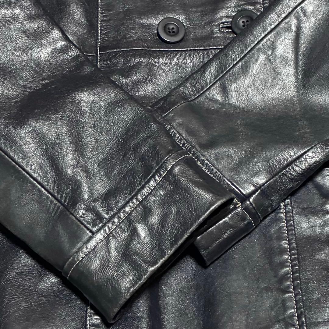 希少 ラルフローレン レザージャケット ネイビー ダブル 山羊革 Mサイズ