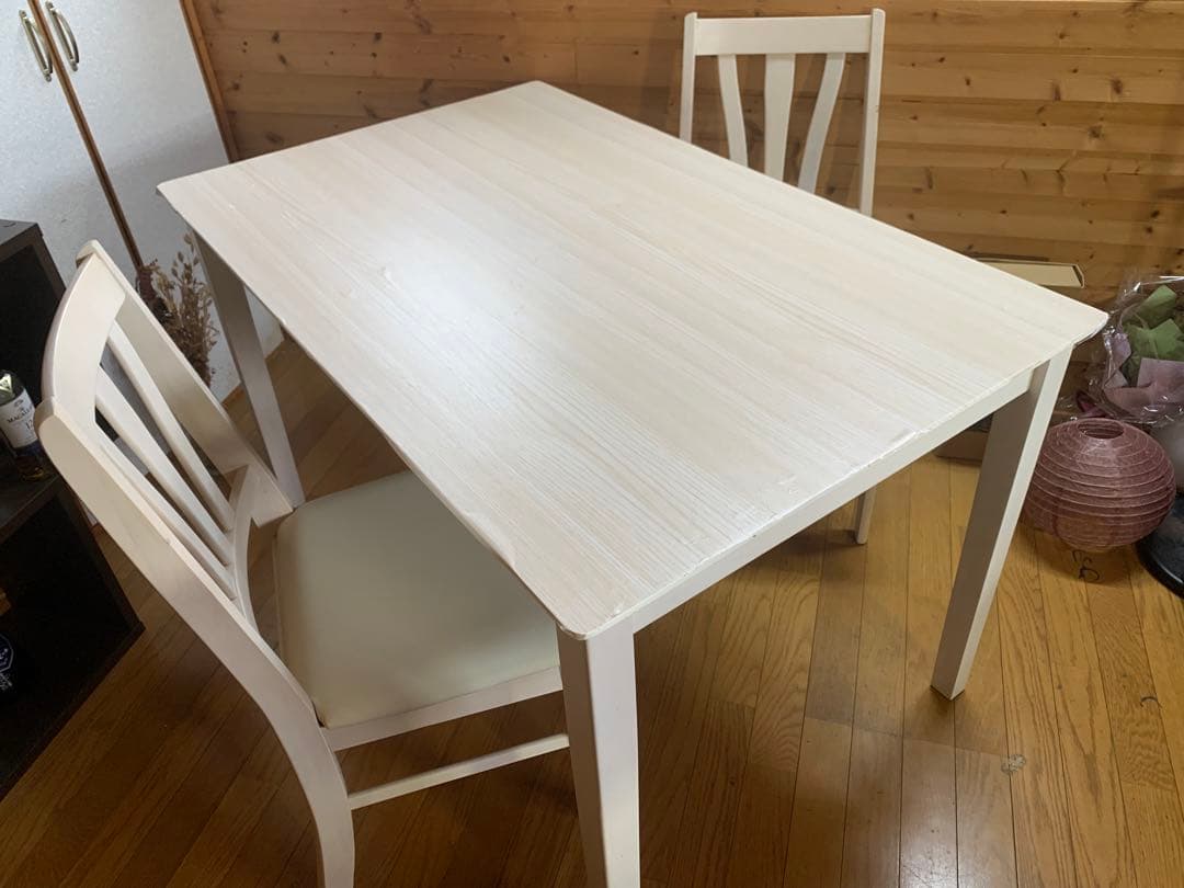 【送料無料】ダイニングテーブルセット ホワイト　アンティーク調 輸入家具 イングランド式 クラシックダイニングセット5P ホワイト