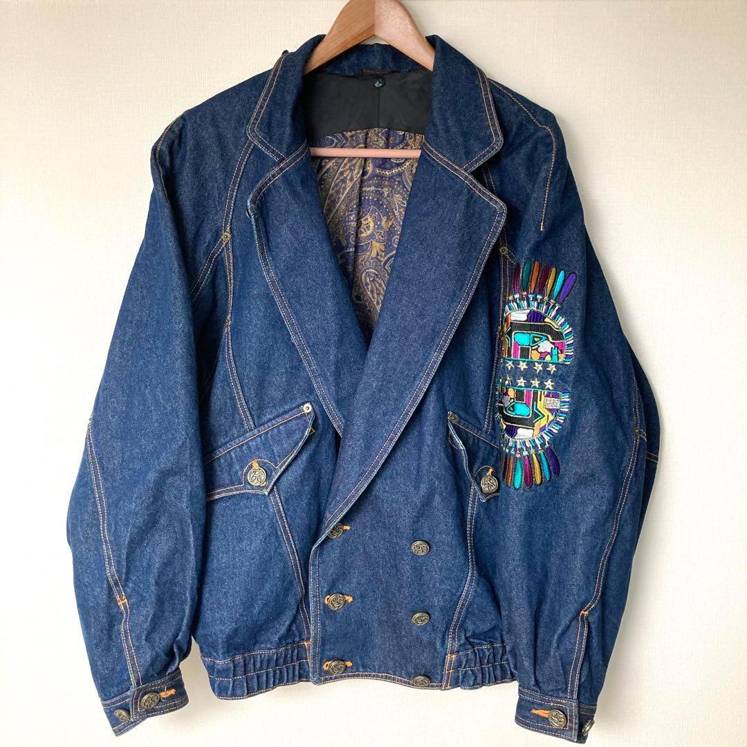Santa fe サンタフェ 圧巻の刺繍 ビックシルエット デニムジャケット