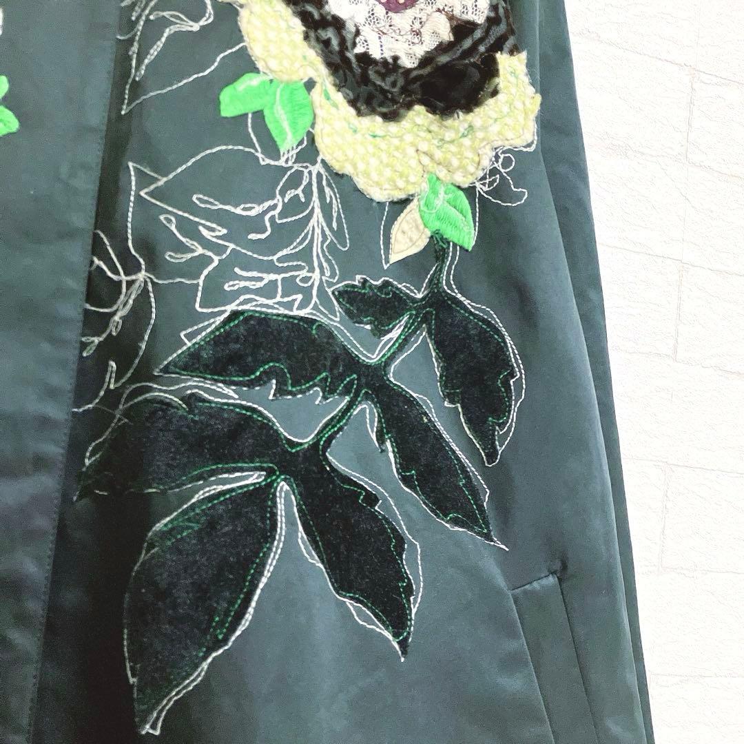 トクコプルミエヴォル 花 刺繍 オーバーサイズ コート 9号 ブラック