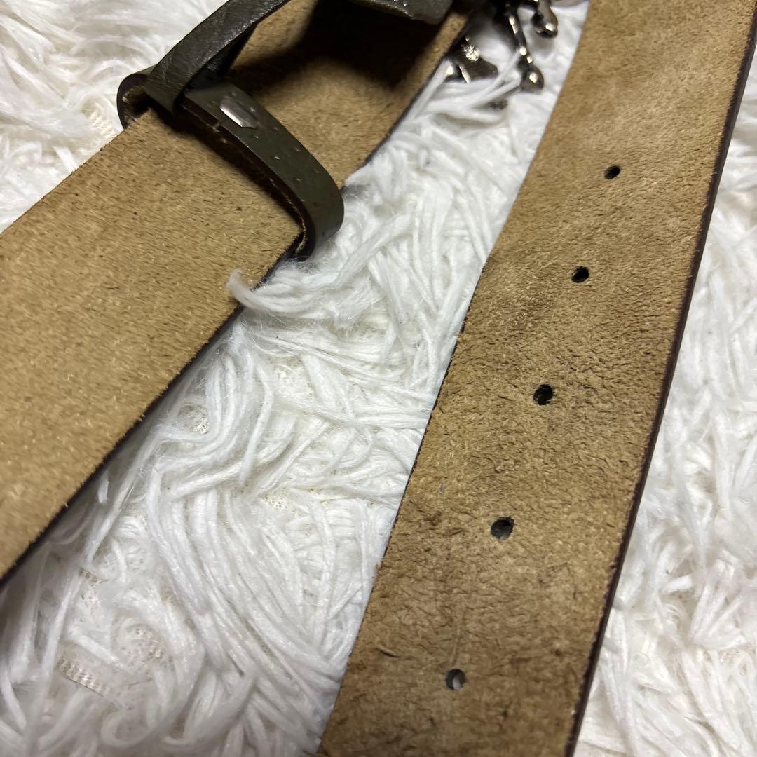 GUCCI グッチ ペガサス ベルト シルバーバックル 本革レザー カーキ