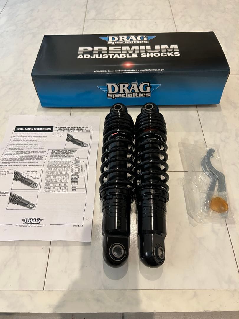 DRAG Specialties 調整式ショック12インチ　スポーツスター Drag Specialties Heavy Duty Black 12