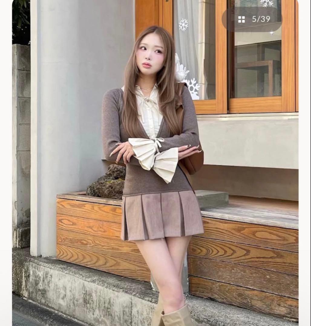 Darich シャツドッキングプリーツミニワンピース モカ FREE - メルカリ