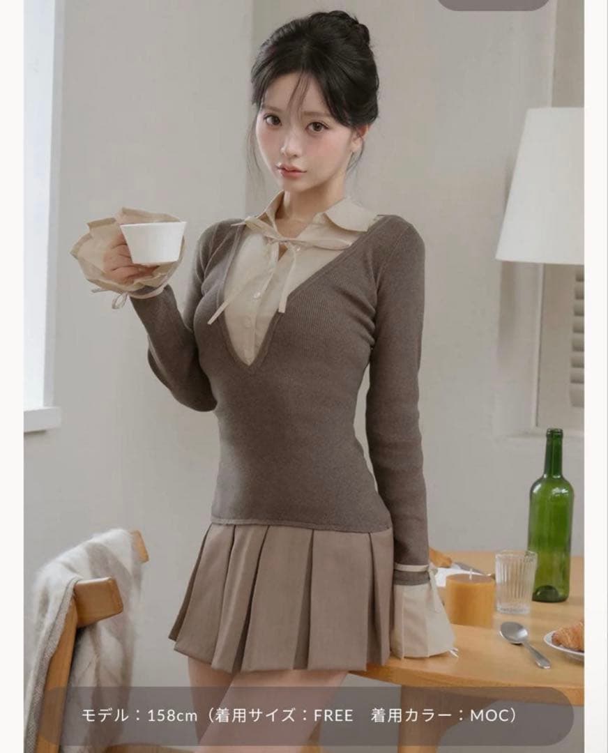 Darich シャツドッキングプリーツミニワンピース モカ FREE - メルカリ