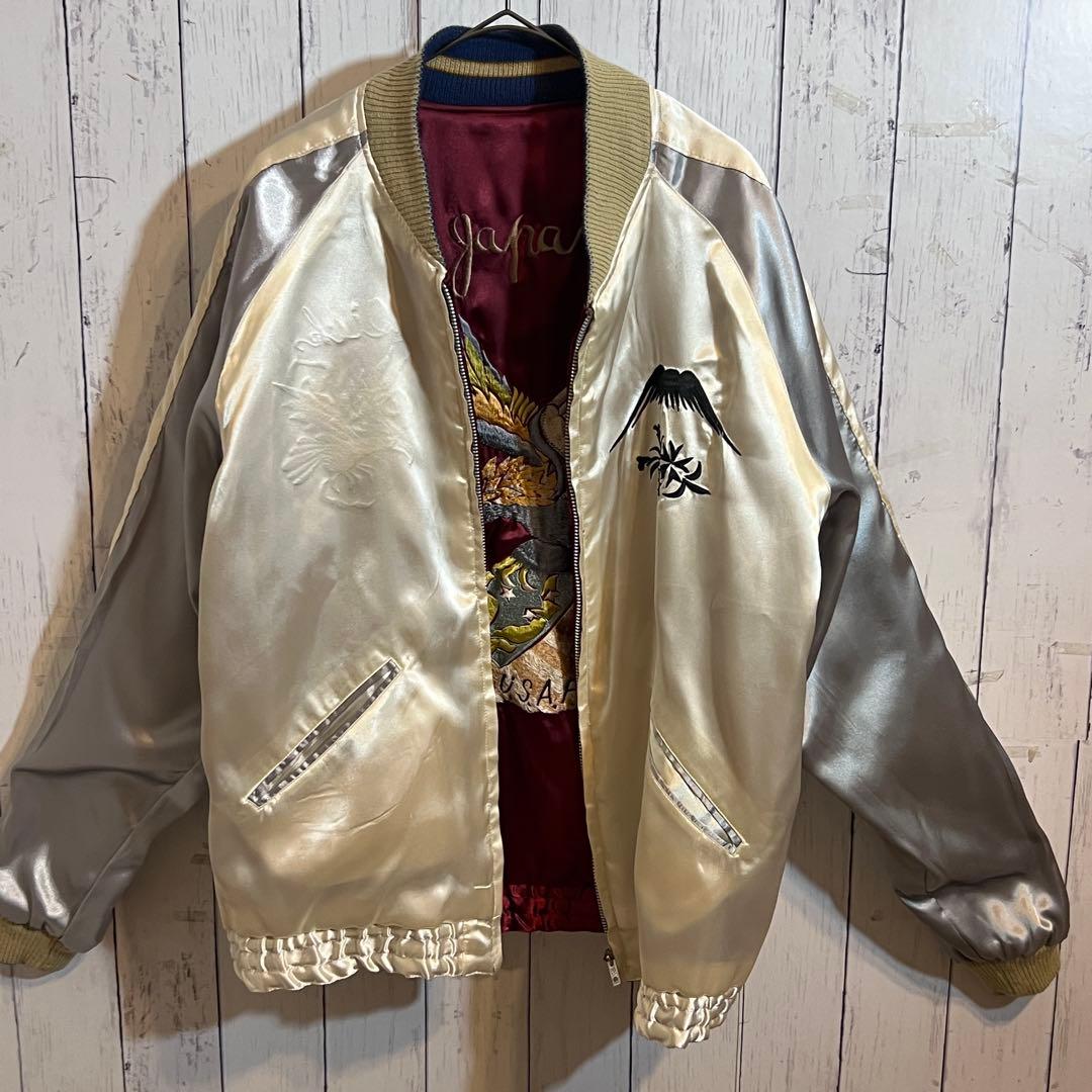 極美品】 テーラー東洋リバーシブル ボルドー L サテン スカジャン 鷲