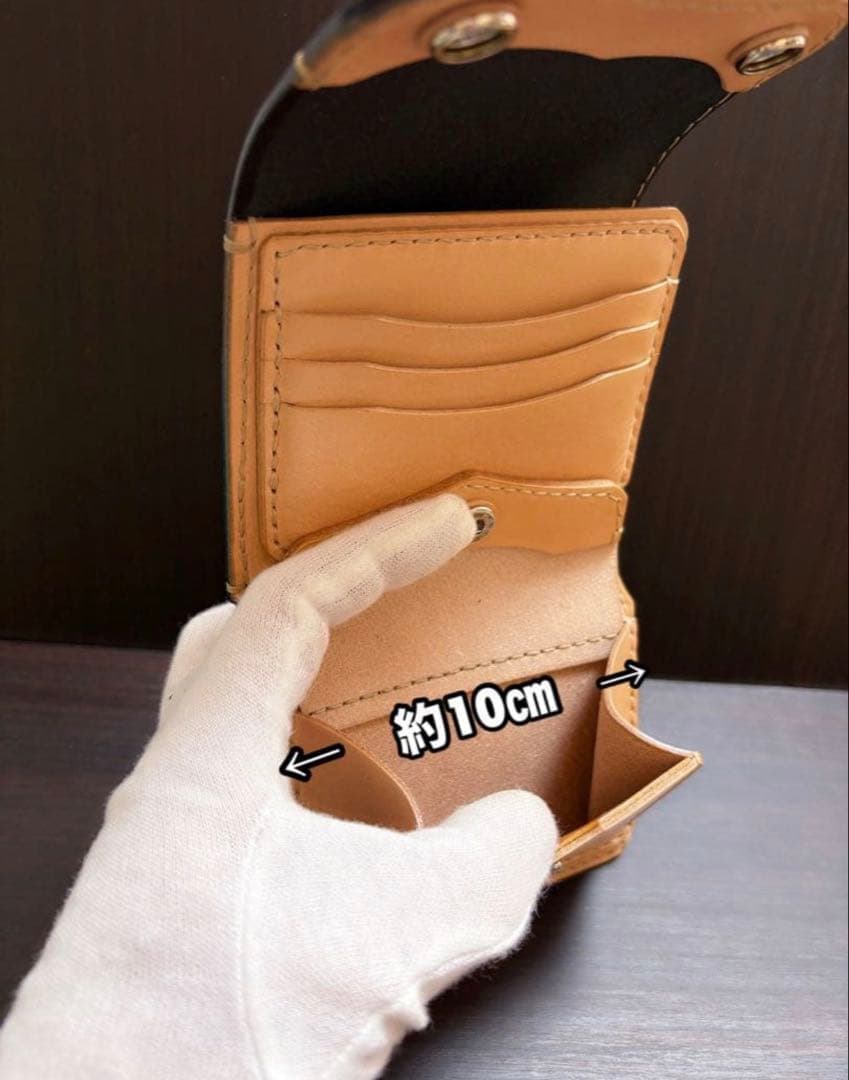 牛ヌメ革 ハンドメイド 折り財布 栃木レザー（サドルレザー） メンズ