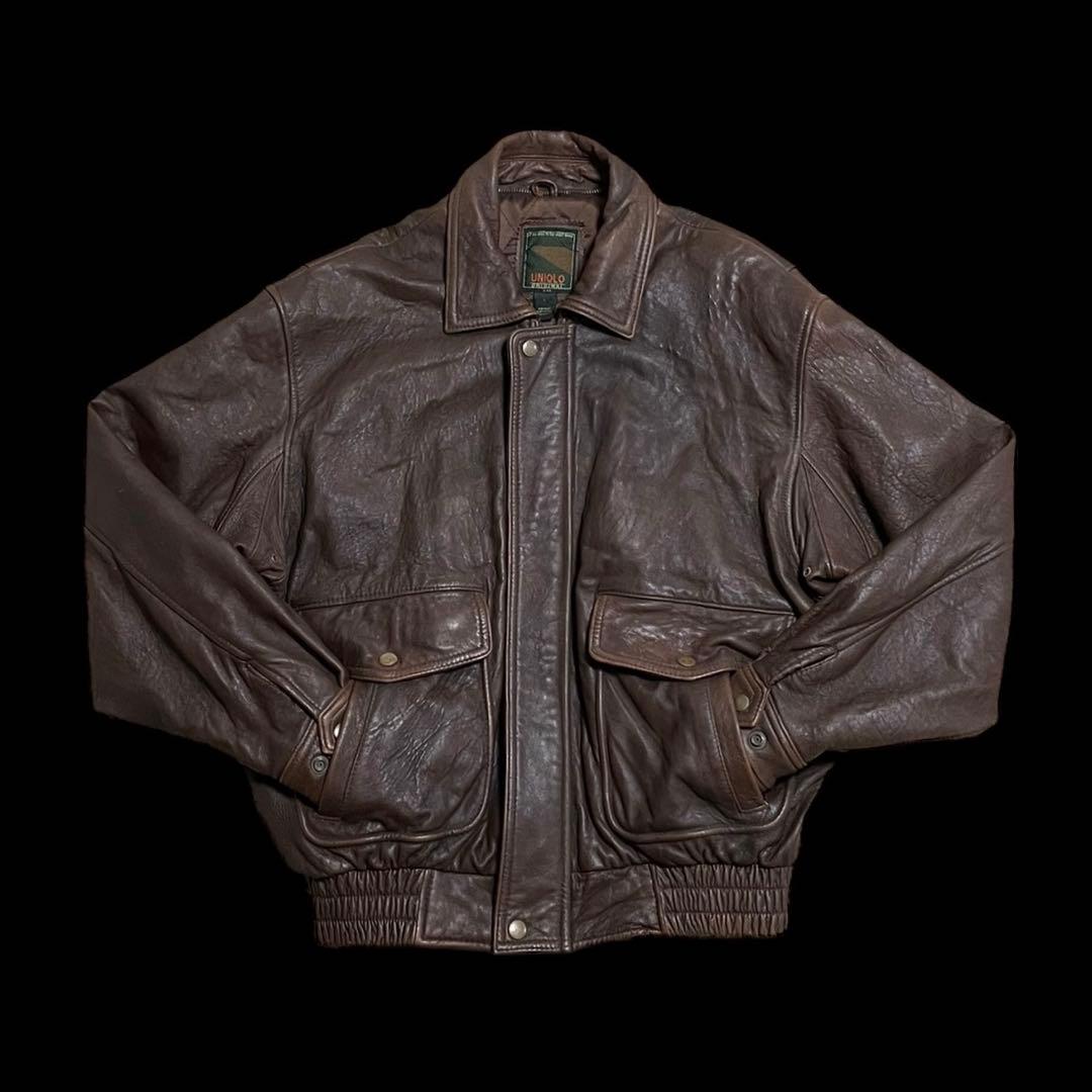 80s OLD UNIQLO leather jacket a2 g1 短丈 - メルカリ