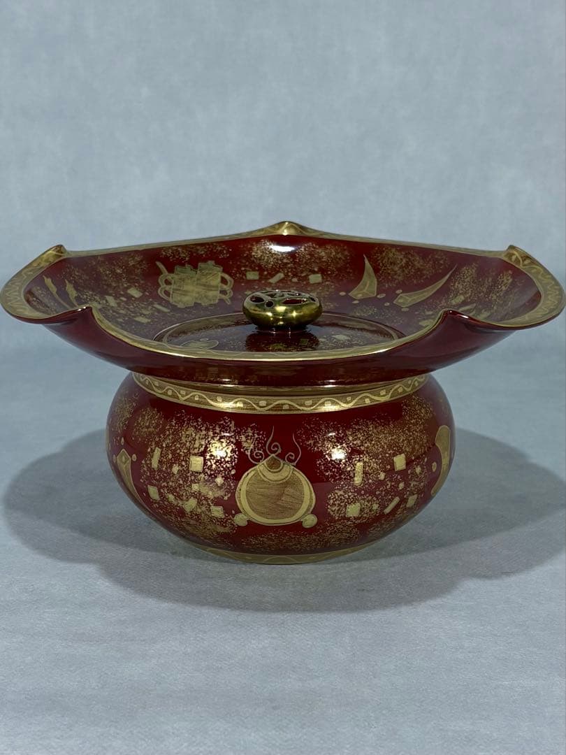 嵯峨野窯 平安 紫香造 金蘭手 砂金袋 水指 美品 共箱