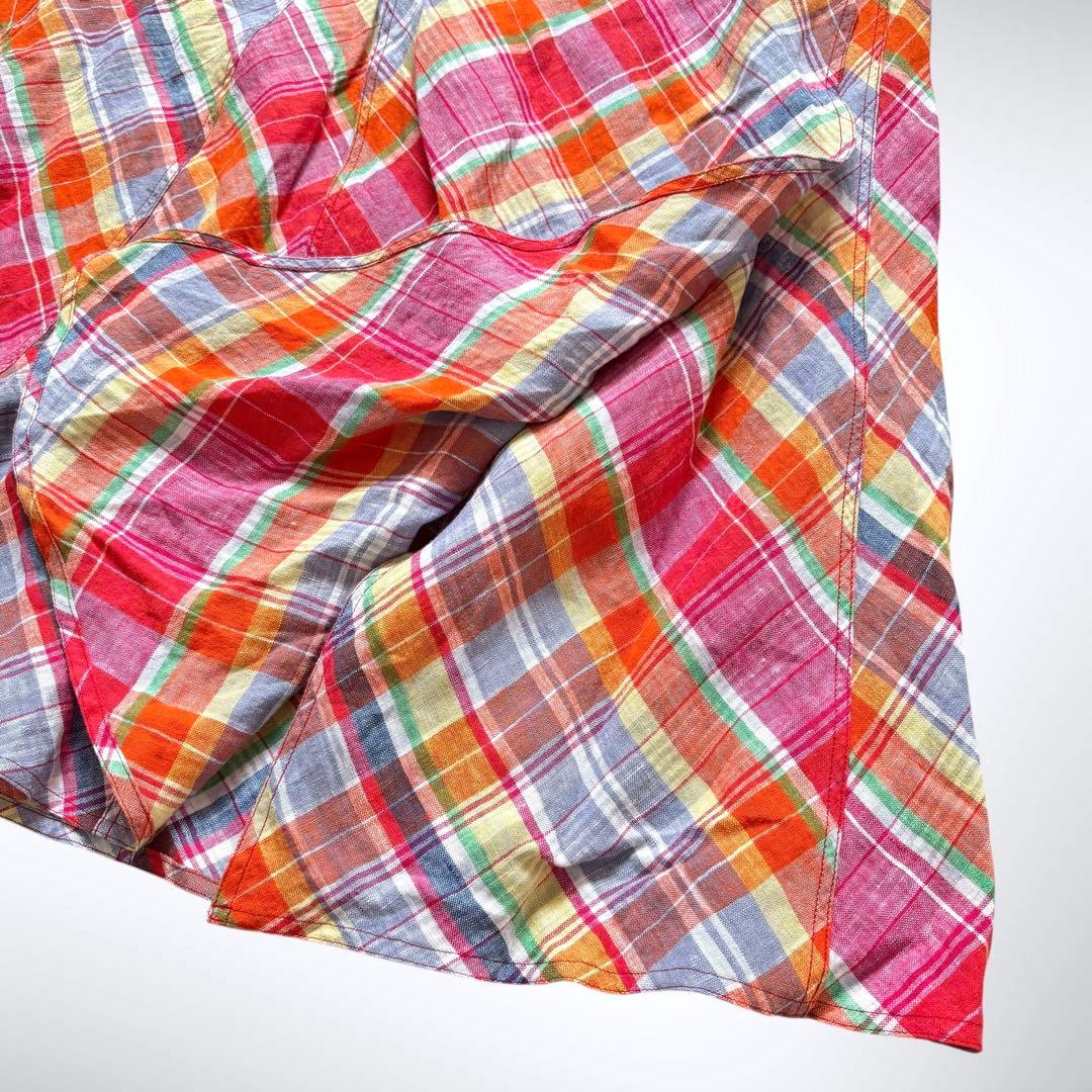 2024ss ポロラルフローレン チェックリネンラップスカート 巻き