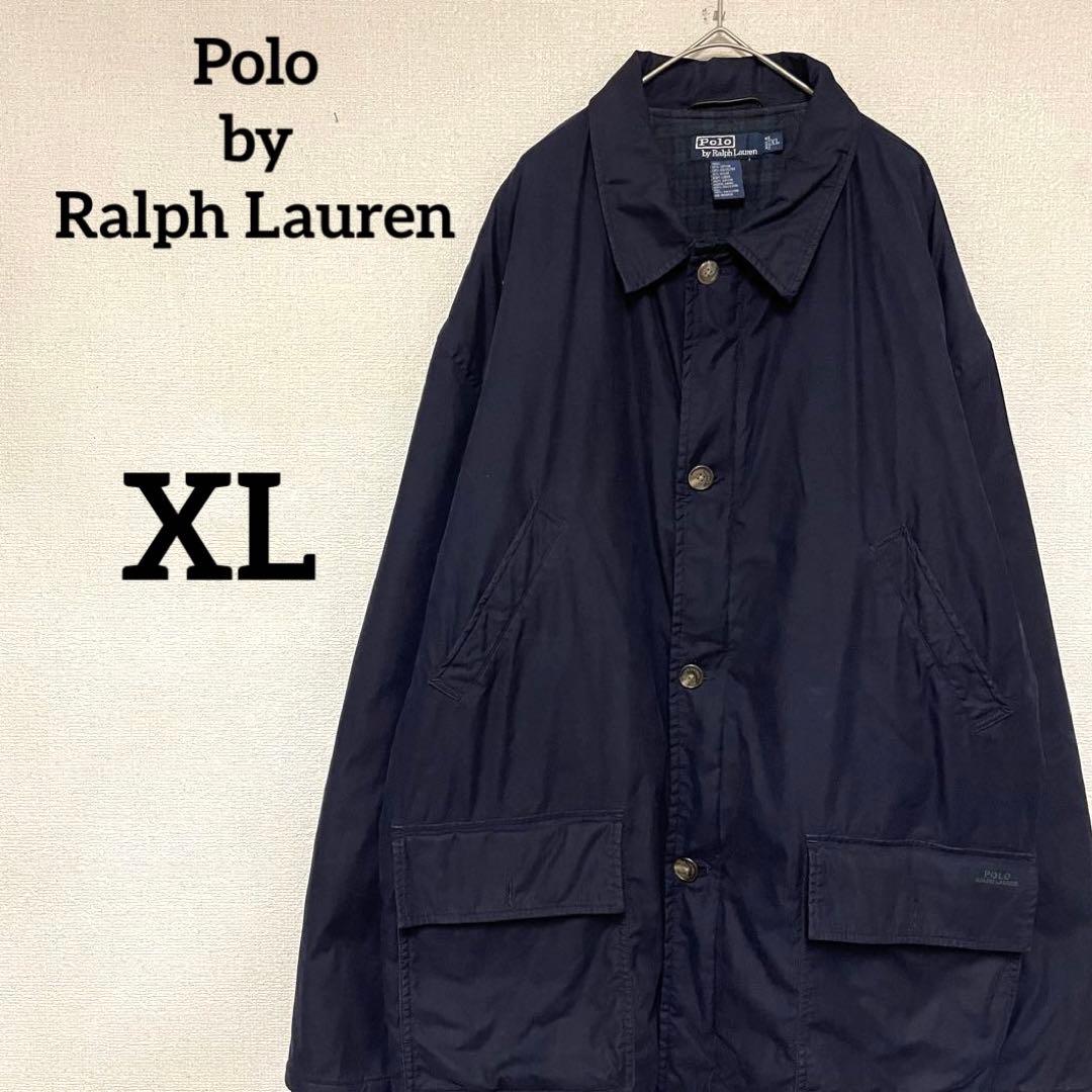 【90s】ポロラルフローレン ハンティングジャケット 中綿 裏チェック 刺繍 紺 90s】ポロラルフローレン ハンティングジャケット 中綿 裏チェック
