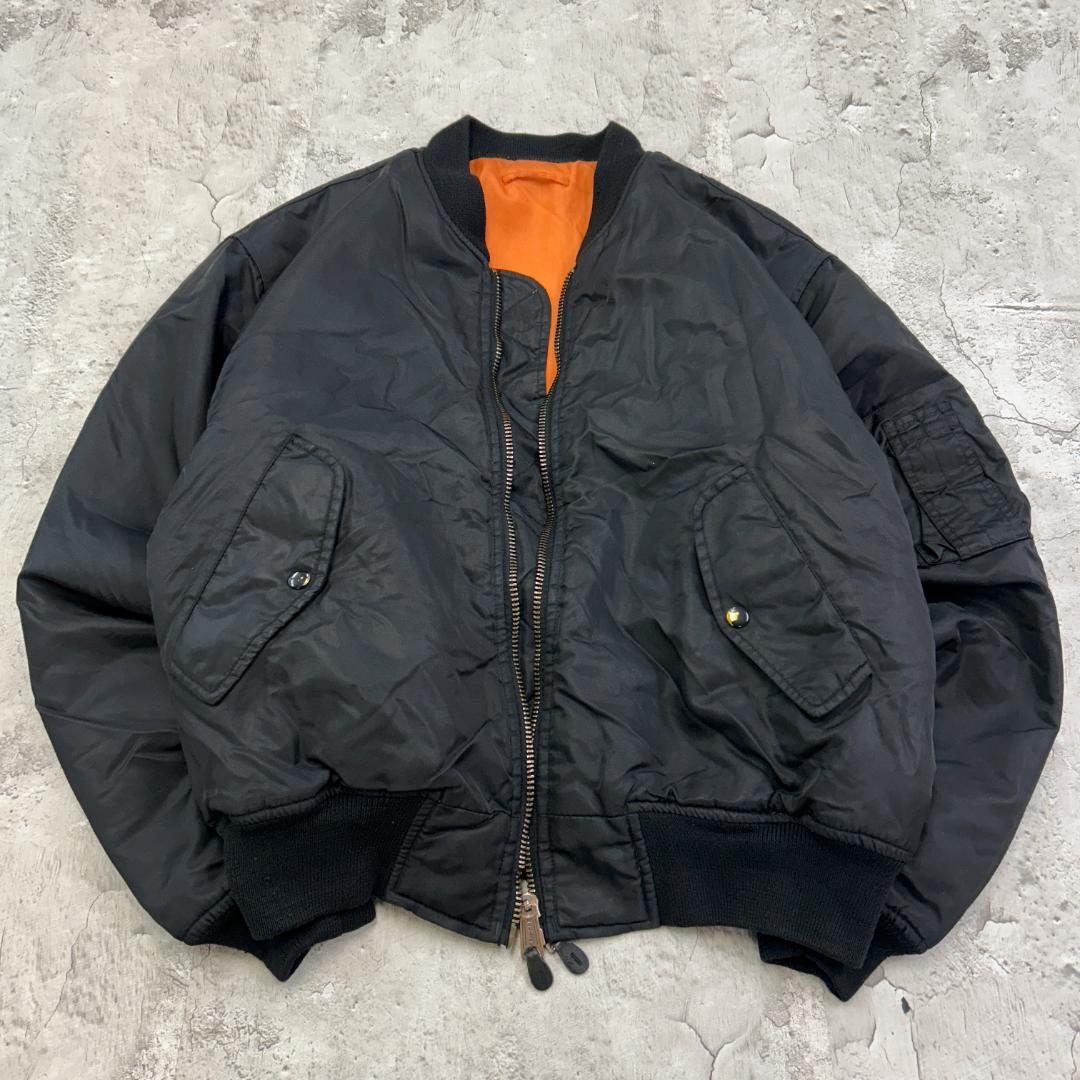 三*目様 USA製　MA-1　ミルテック社　フライトジャケット　古着　ブラック 楽天市場】90's USA製 人気 黒 □ ALPHA INDUSTRIES 社製 MA-1