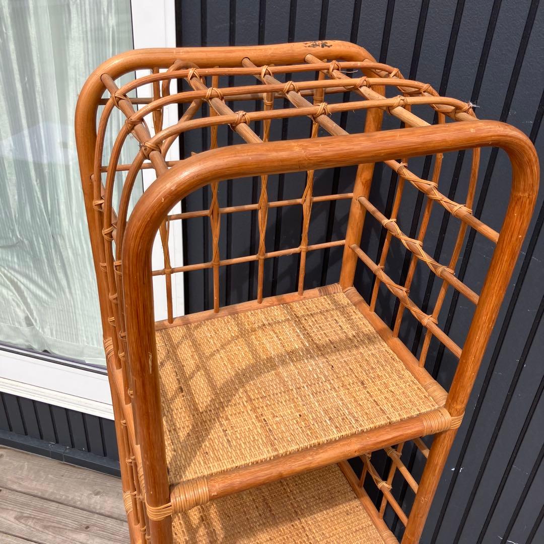 昭和レトロ アーチ型 3段ラタンラック オープンシェルフ 飾り棚